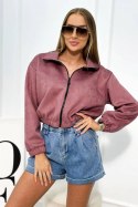 Bluza zamszowa na suwak ciemno różowa  
