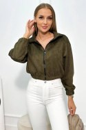 Bluza zamszowa na suwak khaki  