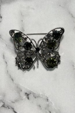 Broszka Motyl A-2-21-7 zielony + srebrny BG