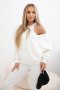 Komplet 3-częściowy bluza + top + legginsy ecru  