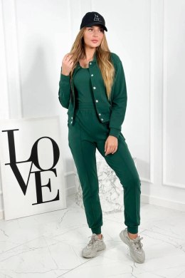 Komplet 3 w 1 bluza na napy + top + spodnie zielony  