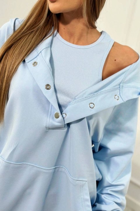 Komplet 3 w 1 bluza, top i krótkie legginsy błękitny Komplet 3 w 1 bluza, top i krótkie legginsy błękitny
