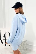 Komplet 3 w 1 bluza, top i krótkie legginsy błękitny  