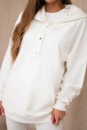Komplet 3 w 1 bluza, top i krótkie legginsy ecru  