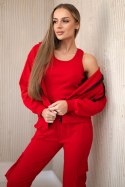 Komplet 3 w 1 bluza + top + spodnie czerwony  