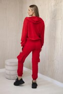 Komplet 3 w 1 bluza + top + spodnie czerwony  