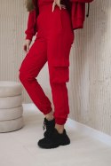 Komplet 3 w 1 bluza + top + spodnie czerwony  