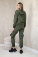 Komplet 3 w 1 bluza + top + spodnie khaki  