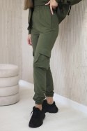 Komplet 3 w 1 bluza + top + spodnie khaki  