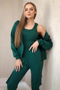 Komplet 3 w 1 bluza + top + spodnie zielony  