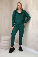 Komplet 3 w 1 bluza + top + spodnie zielony  