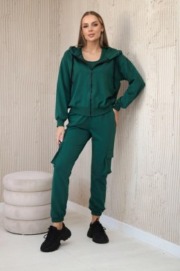 Komplet 3 w 1 bluza + top + spodnie zielony  