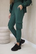 Komplet 3 w 1 bluza + top + spodnie zielony  