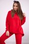 Komplet bawełniany bluza ocieplana + legginsy czerwony  