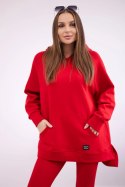 Komplet bawełniany bluza ocieplana + legginsy czerwony  