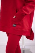 Komplet bawełniany bluza ocieplana + legginsy czerwony  