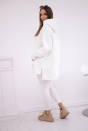 Komplet bawełniany bluza ocieplana + legginsy ecru  
