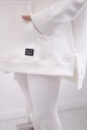 Komplet bawełniany bluza ocieplana + legginsy ecru  