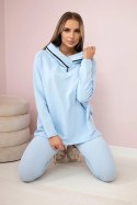 Komplet bawełniany bluza z kapturem + legginsy błękitny  