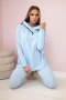 Komplet bawełniany bluza z kapturem + legginsy błękitny  