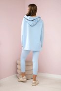 Komplet bawełniany bluza z kapturem + legginsy błękitny  