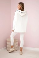 Komplet bawełniany bluza z kapturem + legginsy ecru  