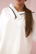 Komplet bawełniany bluza z kapturem + legginsy ecru  
