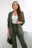 Komplet elegancki marynarki ze spodniami khaki  