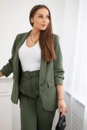 Komplet elegancki marynarki ze spodniami khaki  