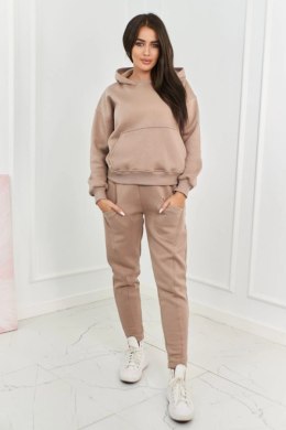 Komplet ocieplany bluza + spodnie beżowy  