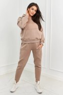 Komplet ocieplany bluza + spodnie beżowy  