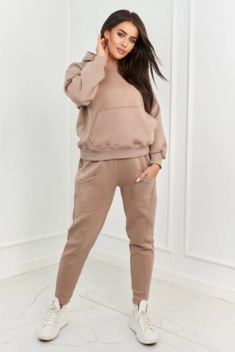 Komplet ocieplany bluza + spodnie beżowy Komplet ocieplany bluza + spodnie beżowy
