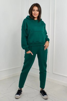 Komplet ocieplany bluza + spodnie ciemny zielony  