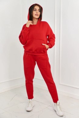 Komplet ocieplany bluza + spodnie czerwony  