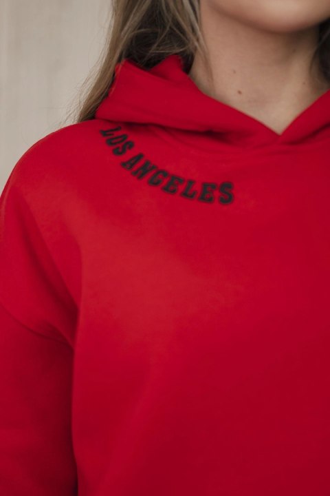 Komplet ocieplany z haftem Los Angeles czerwony  