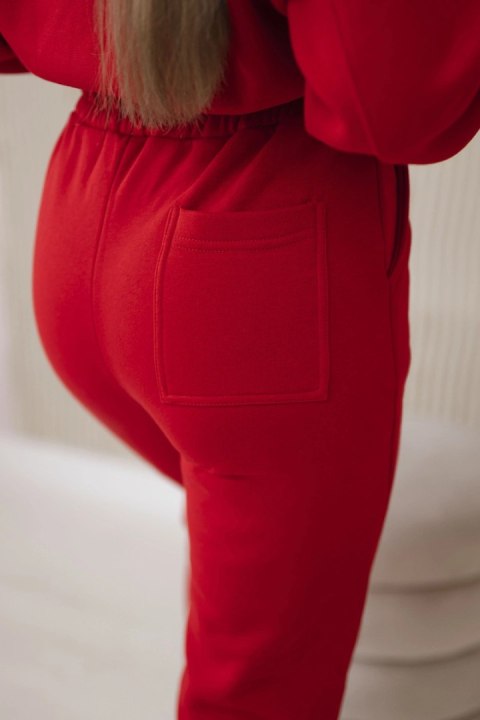 Komplet ocieplany z haftem Los Angeles czerwony  