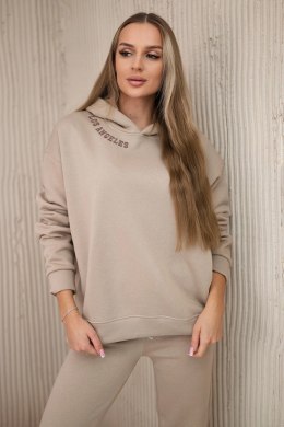 Komplet ocieplany z haftem Los Angeles jasny beżowy  