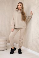 Komplet ocieplany z haftem Los Angeles jasny beżowy  
