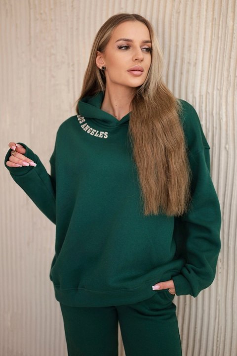 Komplet ocieplany z haftem Los Angeles zielony  