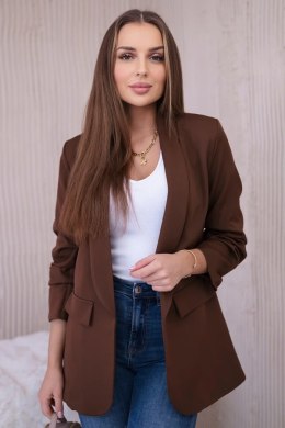 Marynarka z klapami elegancka czekoladowa  