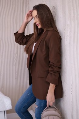 Marynarka z klapami elegancka czekoladowa  