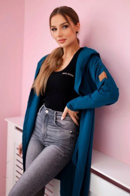 Bluza Narzutka długa z kapturem morska  
