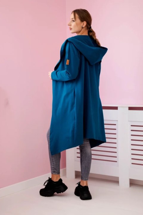 Bluza Narzutka długa z kapturem morska Bluza Narzutka długa z kapturem morska