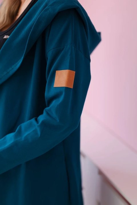 Bluza Narzutka długa z kapturem morska Bluza Narzutka długa z kapturem morska