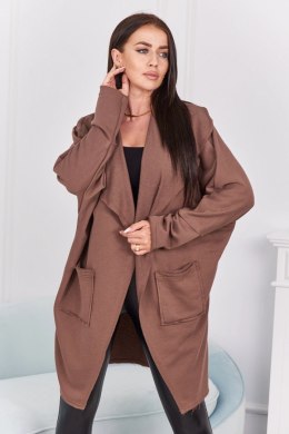 Bluza Narzutka z kieszeniami mocca  