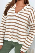 Sweter w paski camelowy  