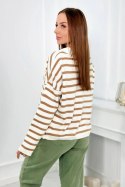 Sweter w paski camelowy  