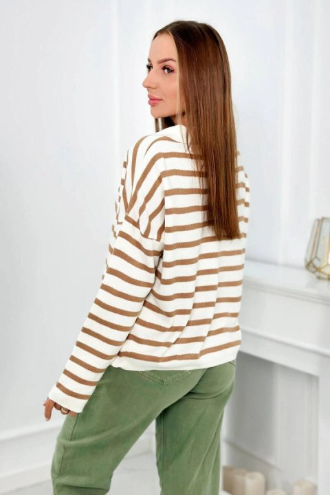 Sweter w paski camelowy Sweter w paski camelowy