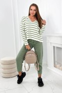 Sweter w paski ciemny miętowy  