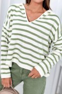 Sweter w paski ciemny miętowy  